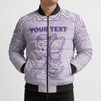 Personalised Epilepsy Awareness Alphabet Bomber Puffer Jacket Purple Ribbon Butterfly Cute Style
