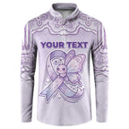 Personalised Epilepsy Awareness Alphabet Button Sweatshirt Purple Ribbon Butterfly Cute Style