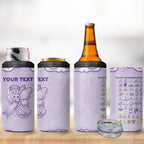 Personalised Epilepsy Awareness Alphabet 4 in 1 Can Cooler Tumbler Purple Ribbon Butterfly Cute Style