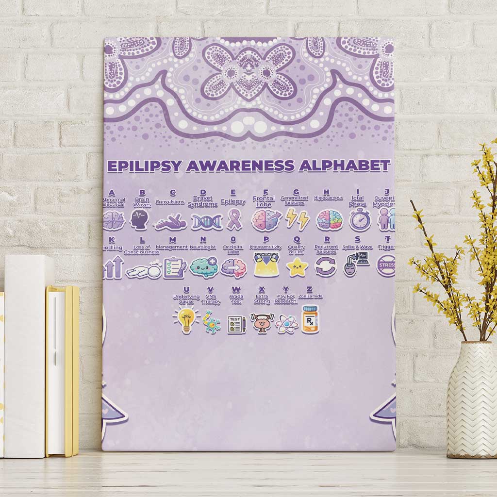 Epilepsy Awareness Alphabet Canvas Wall Art Purple Ribbon Butterfly Cute Style