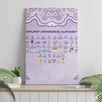 Epilepsy Awareness Alphabet Canvas Wall Art Purple Ribbon Butterfly Cute Style