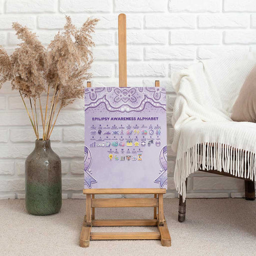 Epilepsy Awareness Alphabet Canvas Wall Art Purple Ribbon Butterfly Cute Style