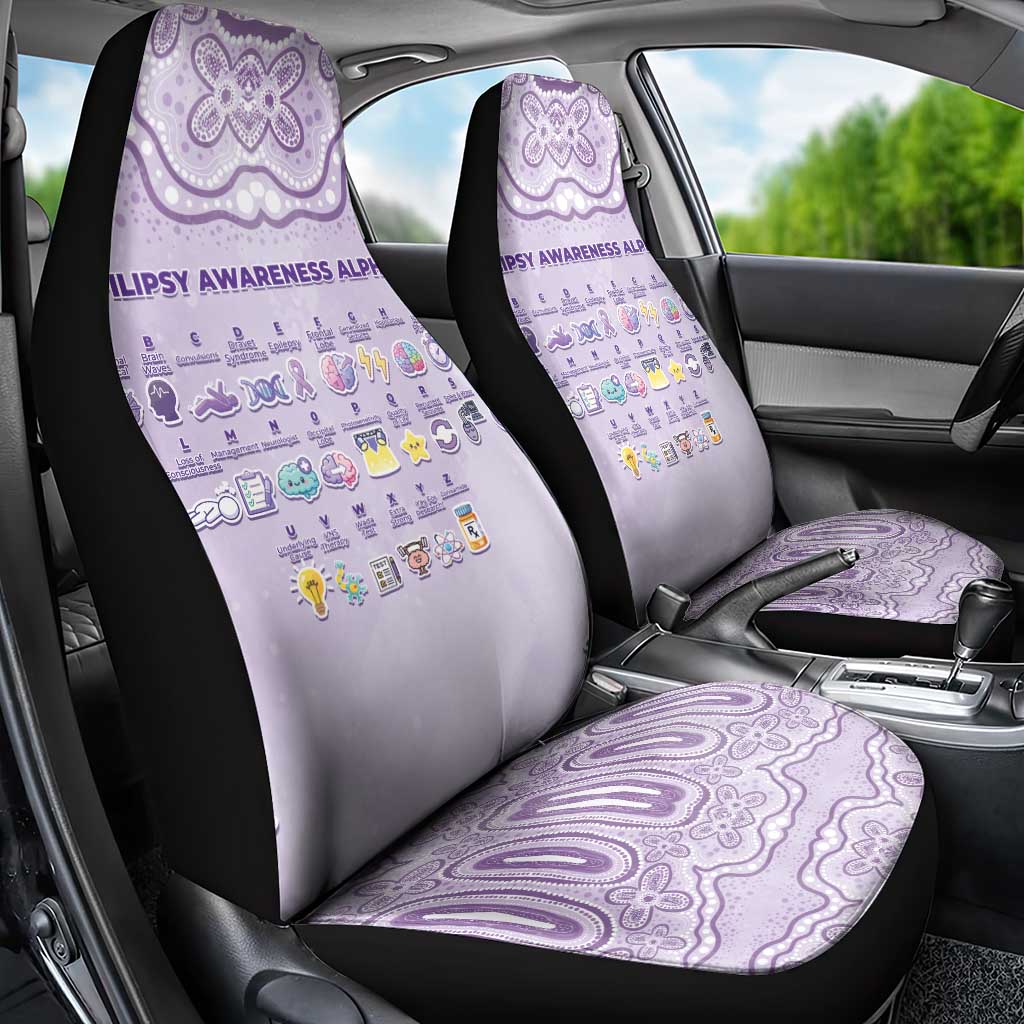 Epilepsy Awareness Alphabet Car Seat Cover Purple Ribbon Butterfly Cute Style