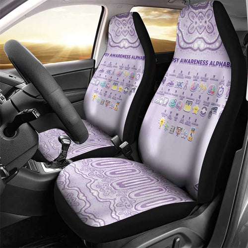 Epilepsy Awareness Alphabet Car Seat Cover Purple Ribbon Butterfly Cute Style