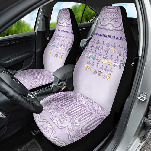 Epilepsy Awareness Alphabet Car Seat Cover Purple Ribbon Butterfly Cute Style