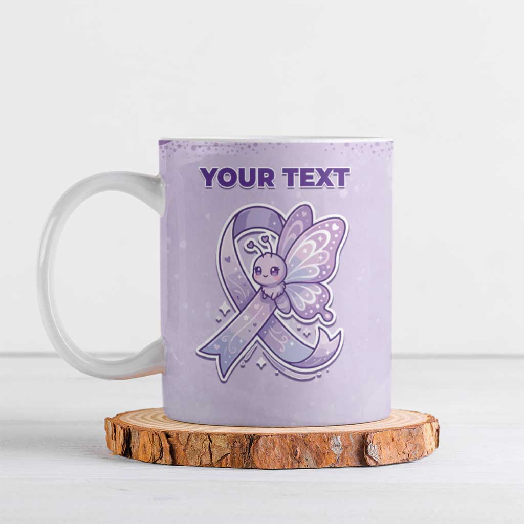Personalised Epilepsy Awareness Alphabet Ceramic Mug Purple Ribbon Butterfly Cute Style
