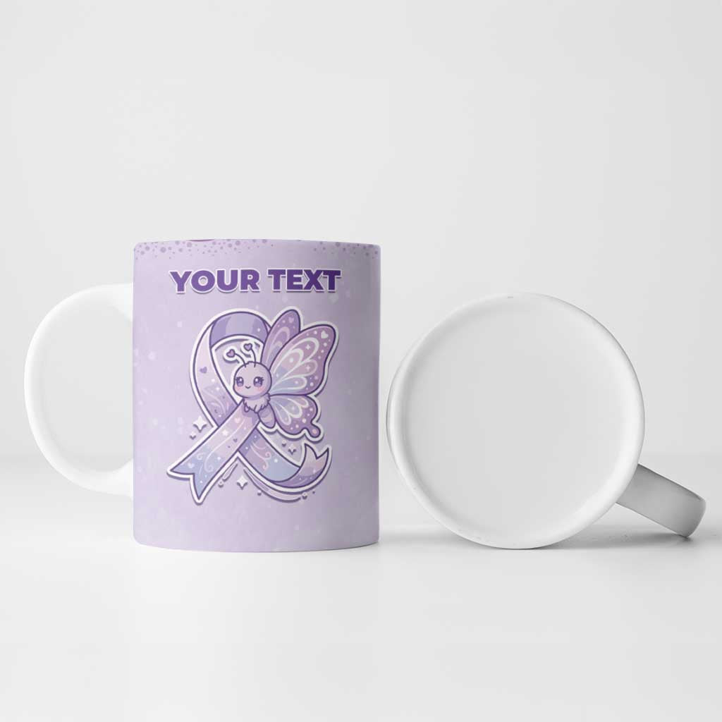 Personalised Epilepsy Awareness Alphabet Ceramic Mug Purple Ribbon Butterfly Cute Style