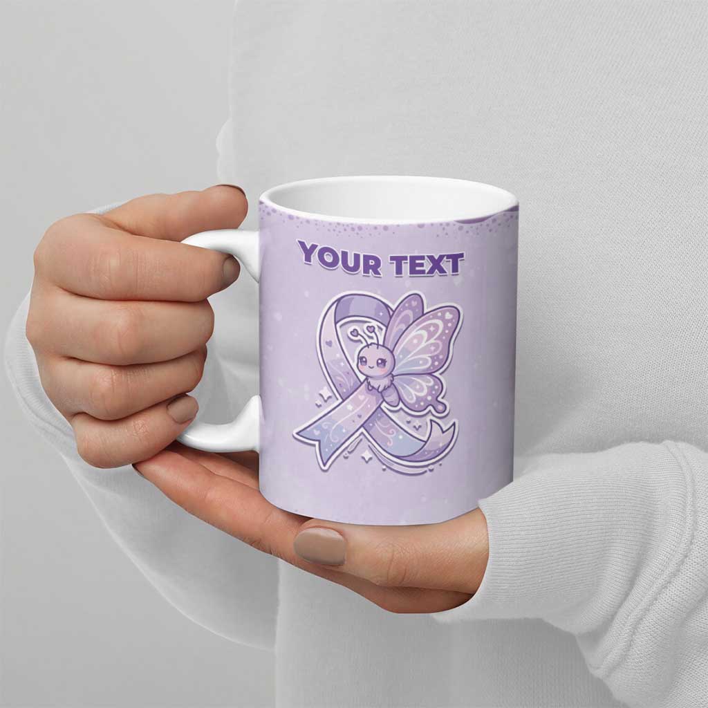 Personalised Epilepsy Awareness Alphabet Ceramic Mug Purple Ribbon Butterfly Cute Style