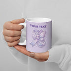 Personalised Epilepsy Awareness Alphabet Ceramic Mug Purple Ribbon Butterfly Cute Style