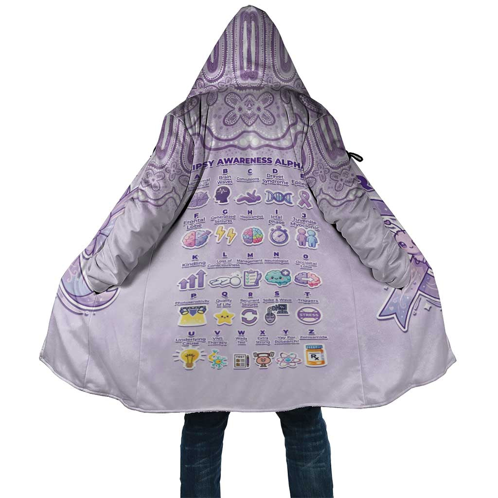 Personalised Epilepsy Awareness Alphabet Cloak Purple Ribbon Butterfly Cute Style