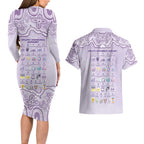 Personalised Epilepsy Awareness Alphabet Couples Matching Long Sleeve Bodycon Dress and Hawaiian Shirt Purple Ribbon Butterfly Cute Style