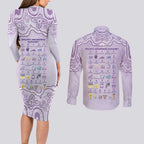 Personalised Epilepsy Awareness Alphabet Couples Matching Long Sleeve Bodycon Dress and Long Sleeve Button Shirt Purple Ribbon Butterfly Cute Style