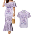 Personalised Epilepsy Awareness Alphabet Couples Matching Mermaid Dress and Hawaiian Shirt Purple Ribbon Butterfly Cute Style