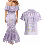Personalised Epilepsy Awareness Alphabet Couples Matching Mermaid Dress and Hawaiian Shirt Purple Ribbon Butterfly Cute Style