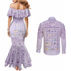 Personalised Epilepsy Awareness Alphabet Couples Matching Mermaid Dress and Long Sleeve Button Shirt Purple Ribbon Butterfly Cute Style