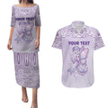 Personalised Epilepsy Awareness Alphabet Couples Matching Puletasi and Hawaiian Shirt Purple Ribbon Butterfly Cute Style