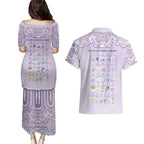 Personalised Epilepsy Awareness Alphabet Couples Matching Puletasi and Hawaiian Shirt Purple Ribbon Butterfly Cute Style