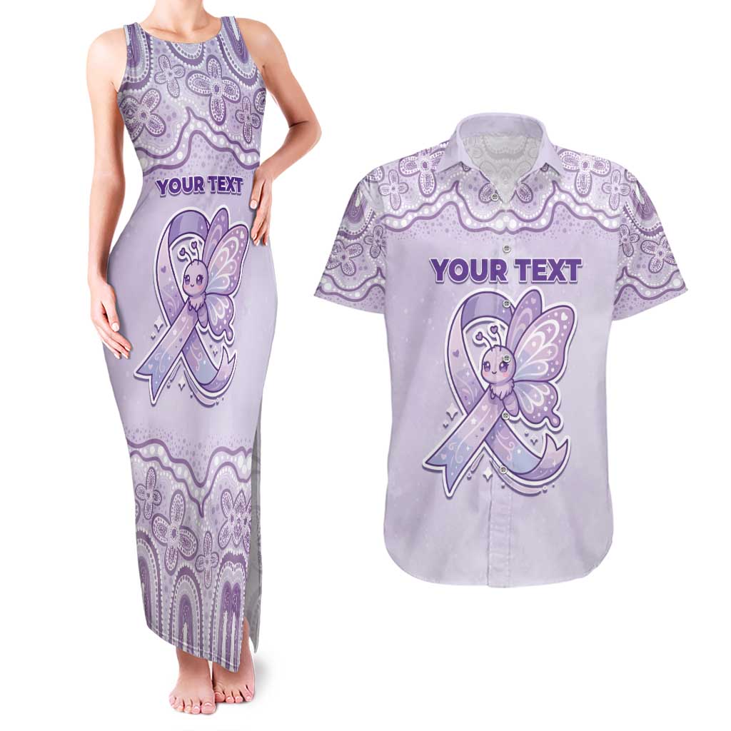 Personalised Epilepsy Awareness Alphabet Couples Matching Tank Maxi Dress and Hawaiian Shirt Purple Ribbon Butterfly Cute Style