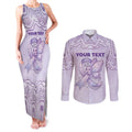 Personalised Epilepsy Awareness Alphabet Couples Matching Tank Maxi Dress and Long Sleeve Button Shirt Purple Ribbon Butterfly Cute Style