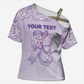 Personalised Epilepsy Awareness Alphabet Cross Shoulder Shirt Purple Ribbon Butterfly Cute Style