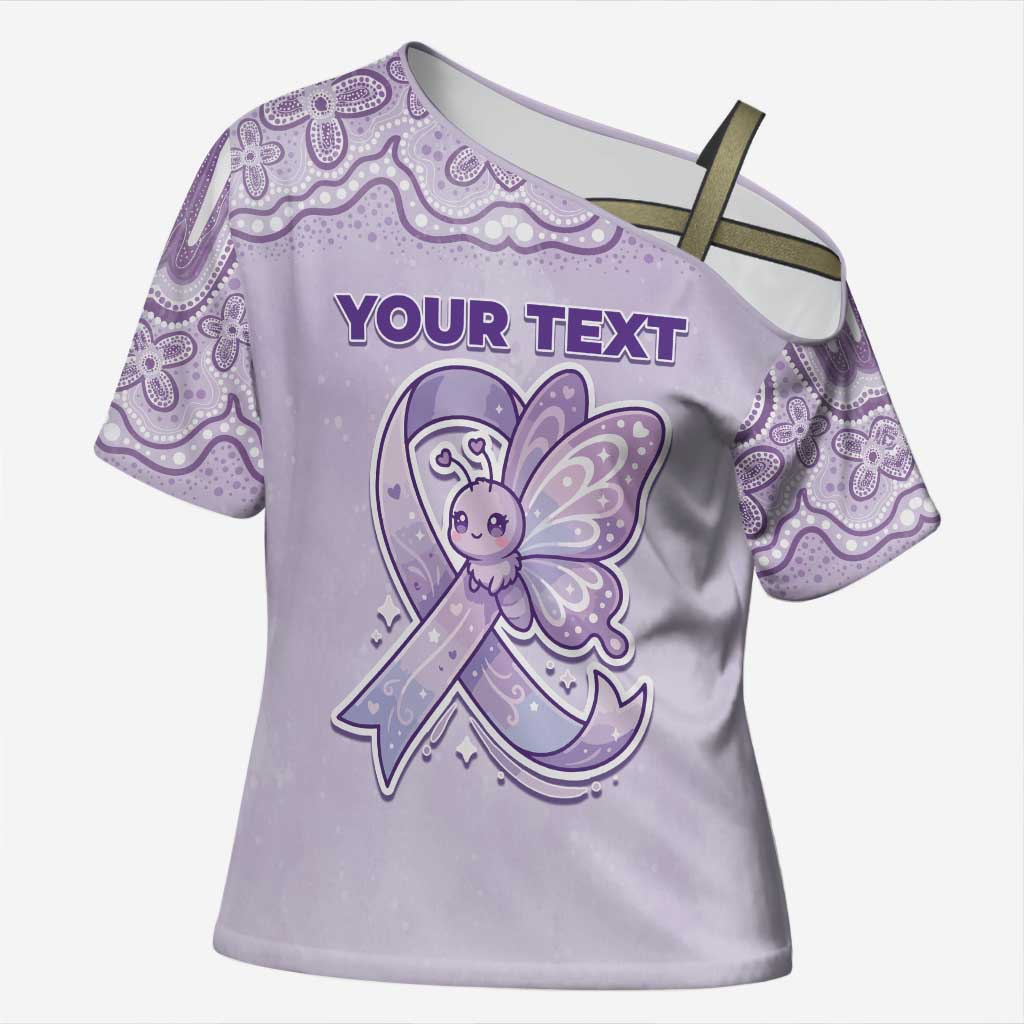 Personalised Epilepsy Awareness Alphabet Cross Shoulder Shirt Purple Ribbon Butterfly Cute Style