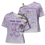 Personalised Epilepsy Awareness Alphabet Cross Shoulder Shirt Purple Ribbon Butterfly Cute Style