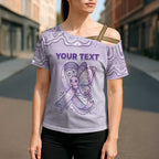 Personalised Epilepsy Awareness Alphabet Cross Shoulder Shirt Purple Ribbon Butterfly Cute Style