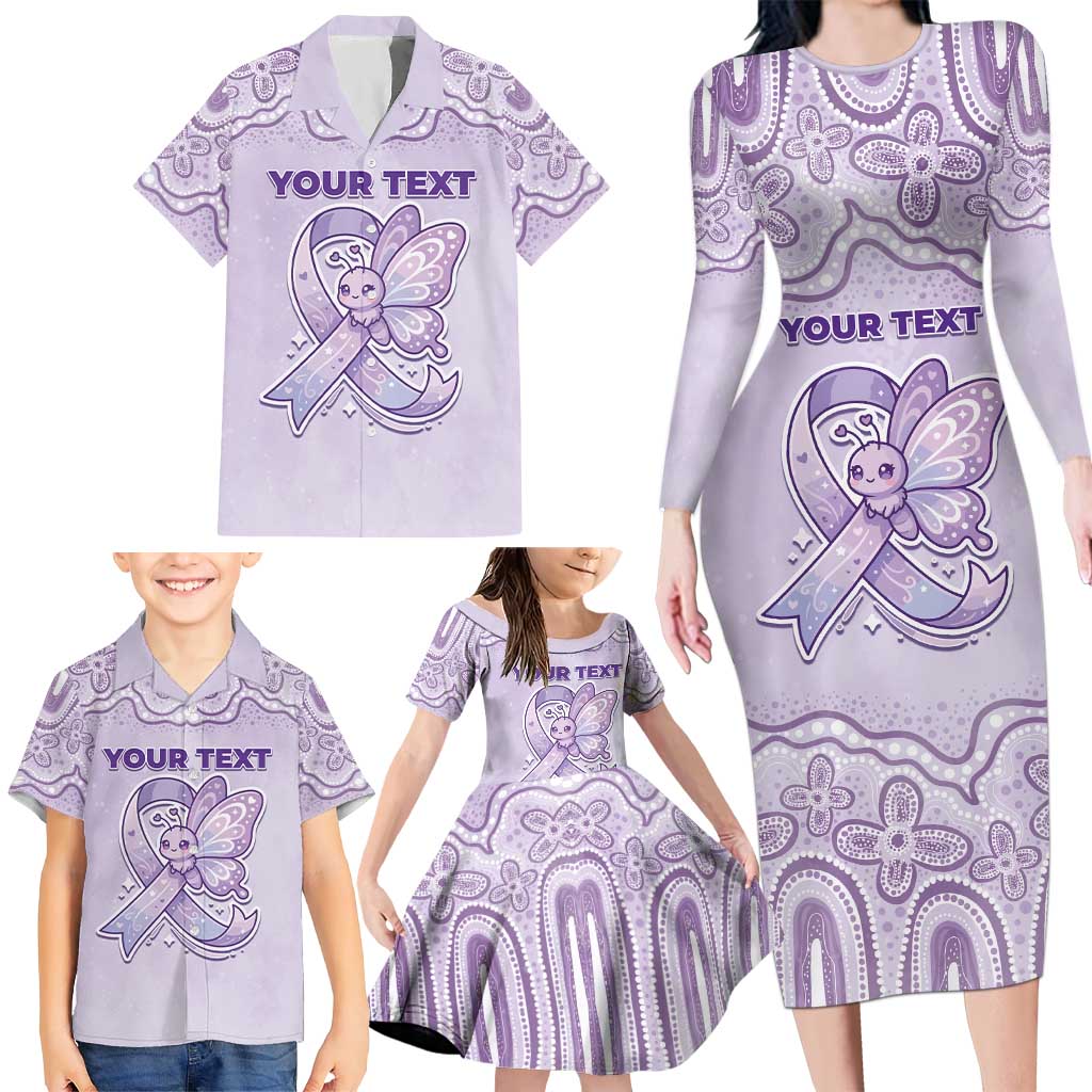 Personalised Epilepsy Awareness Alphabet Family Matching Long Sleeve Bodycon Dress and Hawaiian Shirt Purple Ribbon Butterfly Cute Style