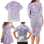 Personalised Epilepsy Awareness Alphabet Family Matching Long Sleeve Bodycon Dress and Hawaiian Shirt Purple Ribbon Butterfly Cute Style