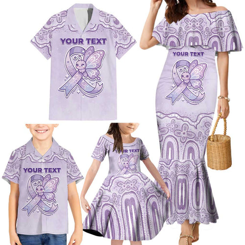 Personalised Epilepsy Awareness Alphabet Family Matching Mermaid Dress and Hawaiian Shirt Purple Ribbon Butterfly Cute Style