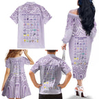 Personalised Epilepsy Awareness Alphabet Family Matching Off The Shoulder Long Sleeve Dress and Hawaiian Shirt Purple Ribbon Butterfly Cute Style