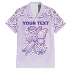 Personalised Epilepsy Awareness Alphabet Family Matching Off Shoulder Short Dress and Hawaiian Shirt Purple Ribbon Butterfly Cute Style