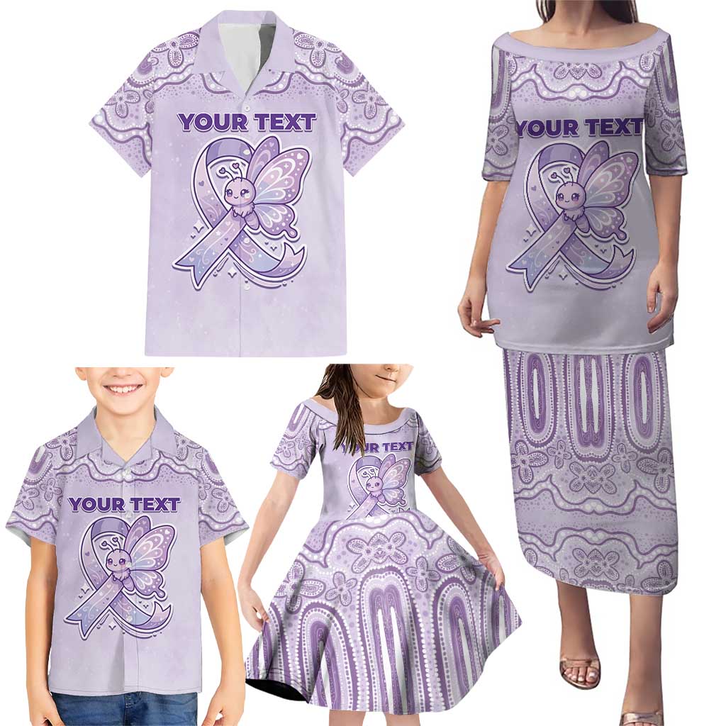 Personalised Epilepsy Awareness Alphabet Family Matching Puletasi and Hawaiian Shirt Purple Ribbon Butterfly Cute Style