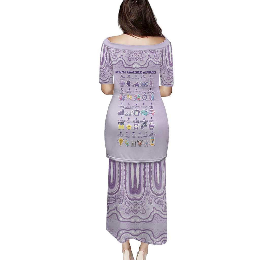 Personalised Epilepsy Awareness Alphabet Family Matching Puletasi and Hawaiian Shirt Purple Ribbon Butterfly Cute Style