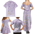 Personalised Epilepsy Awareness Alphabet Family Matching Summer Maxi Dress and Hawaiian Shirt Purple Ribbon Butterfly Cute Style