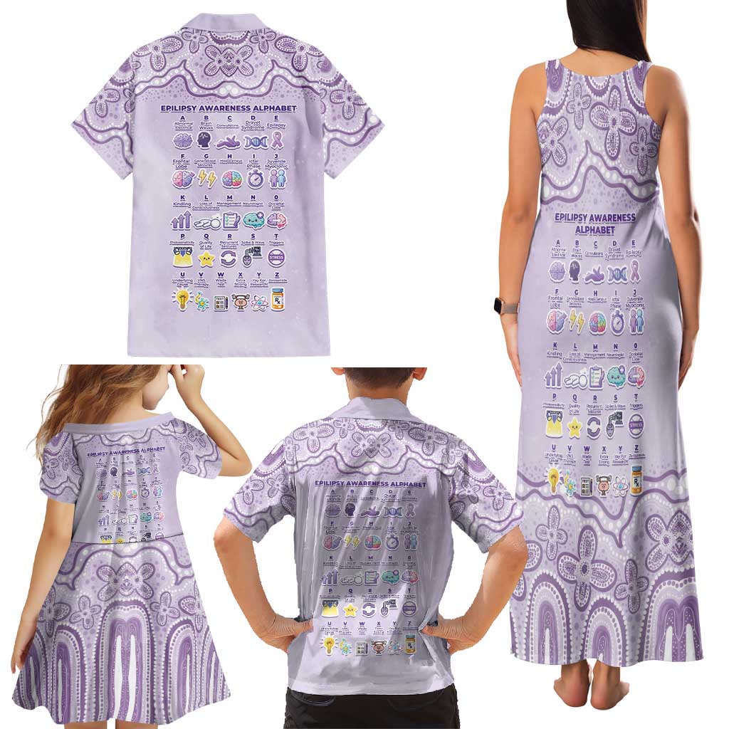 Personalised Epilepsy Awareness Alphabet Family Matching Tank Maxi Dress and Hawaiian Shirt Purple Ribbon Butterfly Cute Style