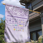 Epilepsy Awareness Alphabet Garden Flag Purple Ribbon Butterfly Cute Style