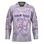 Personalised Epilepsy Awareness Alphabet Hockey Jersey Purple Ribbon Butterfly Cute Style