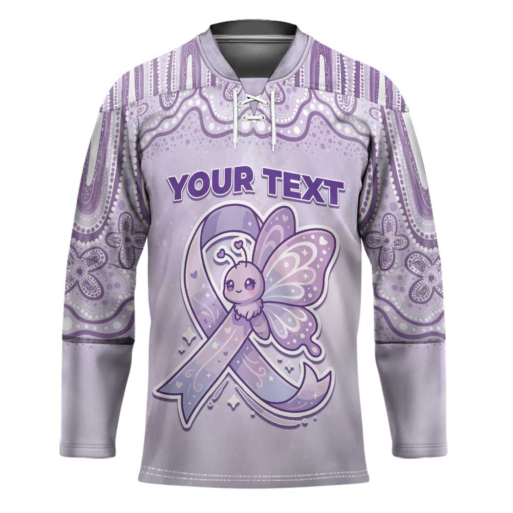 Personalised Epilepsy Awareness Alphabet Hockey Jersey Purple Ribbon Butterfly Cute Style