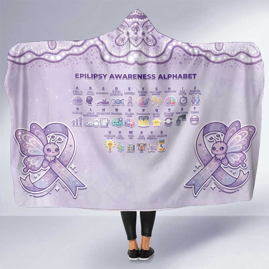 Epilepsy Awareness Alphabet Hooded Blanket Purple Ribbon Butterfly Cute Style