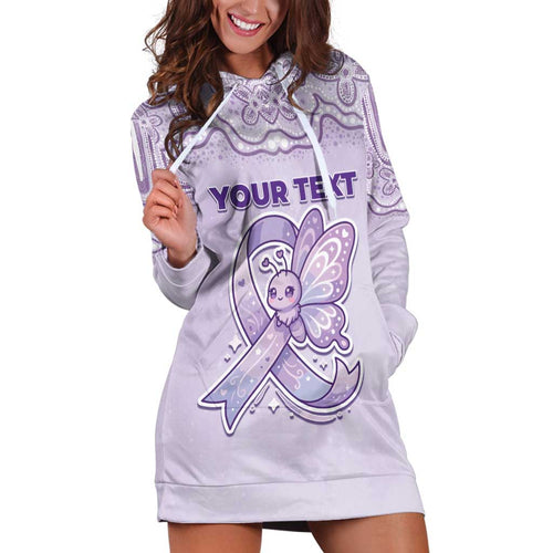 Personalised Epilepsy Awareness Alphabet Hoodie Dress Purple Ribbon Butterfly Cute Style