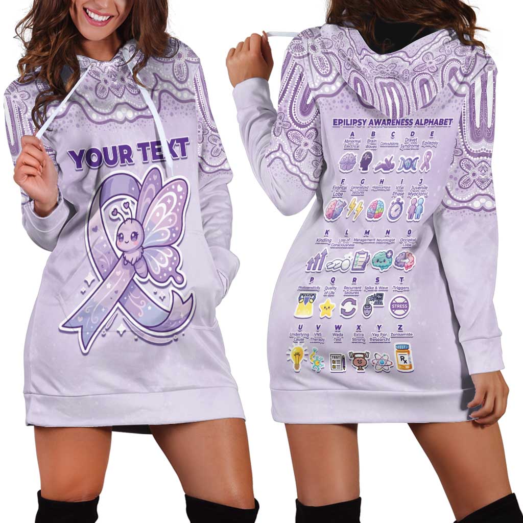 Personalised Epilepsy Awareness Alphabet Hoodie Dress Purple Ribbon Butterfly Cute Style