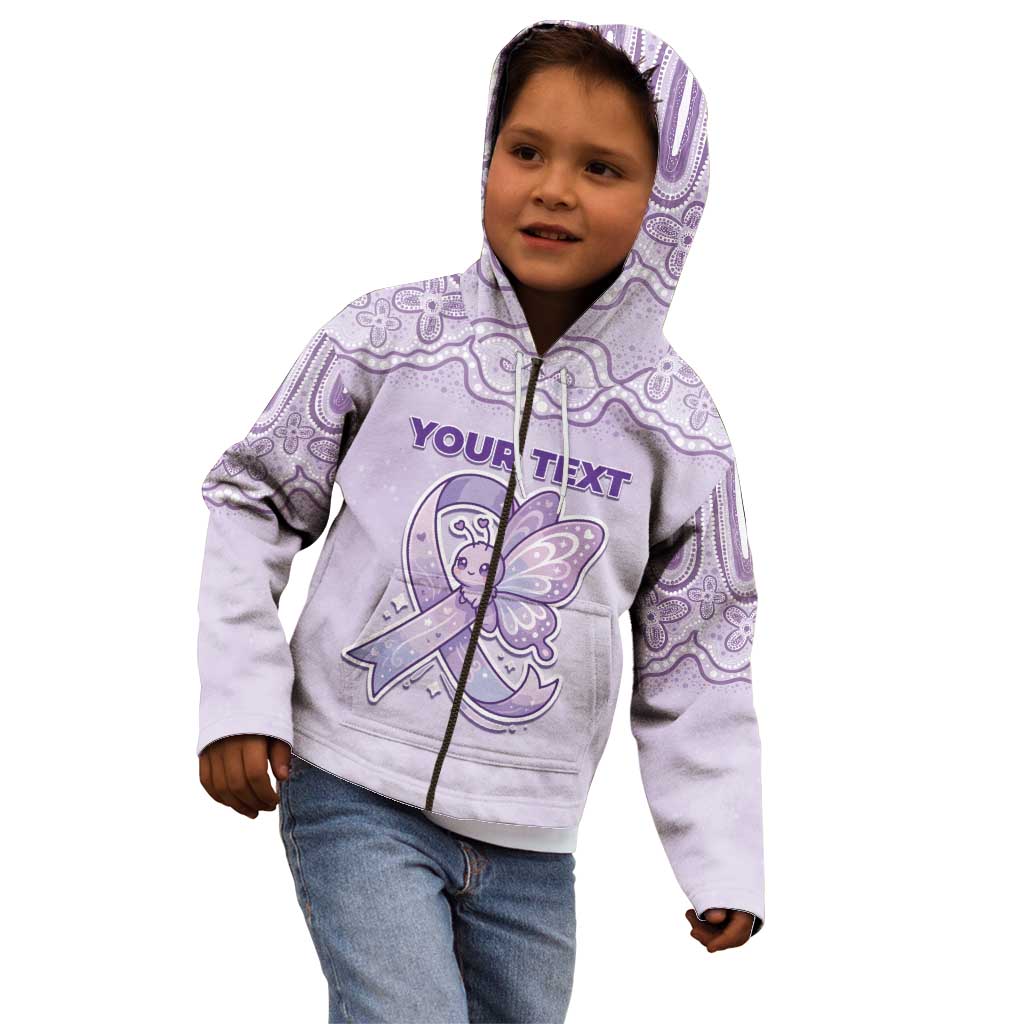 Personalised Epilepsy Awareness Alphabet Kid Hoodie Purple Ribbon Butterfly Cute Style