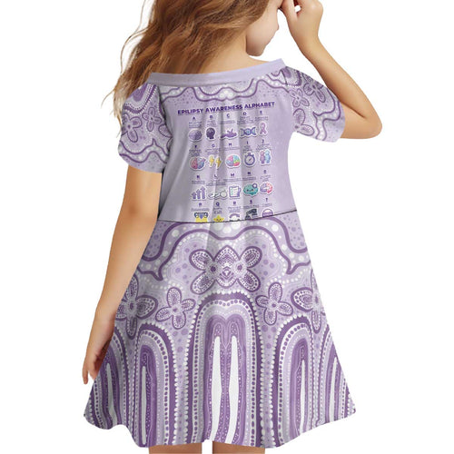 Personalised Epilepsy Awareness Alphabet Kid Short Sleeve Dress Purple Ribbon Butterfly Cute Style
