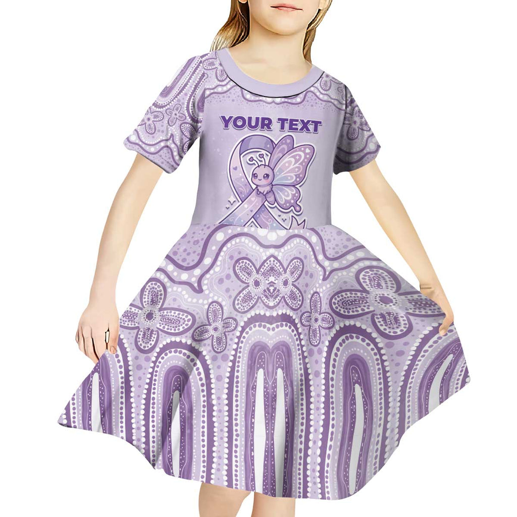 Personalised Epilepsy Awareness Alphabet Kid Short Sleeve Dress Purple Ribbon Butterfly Cute Style