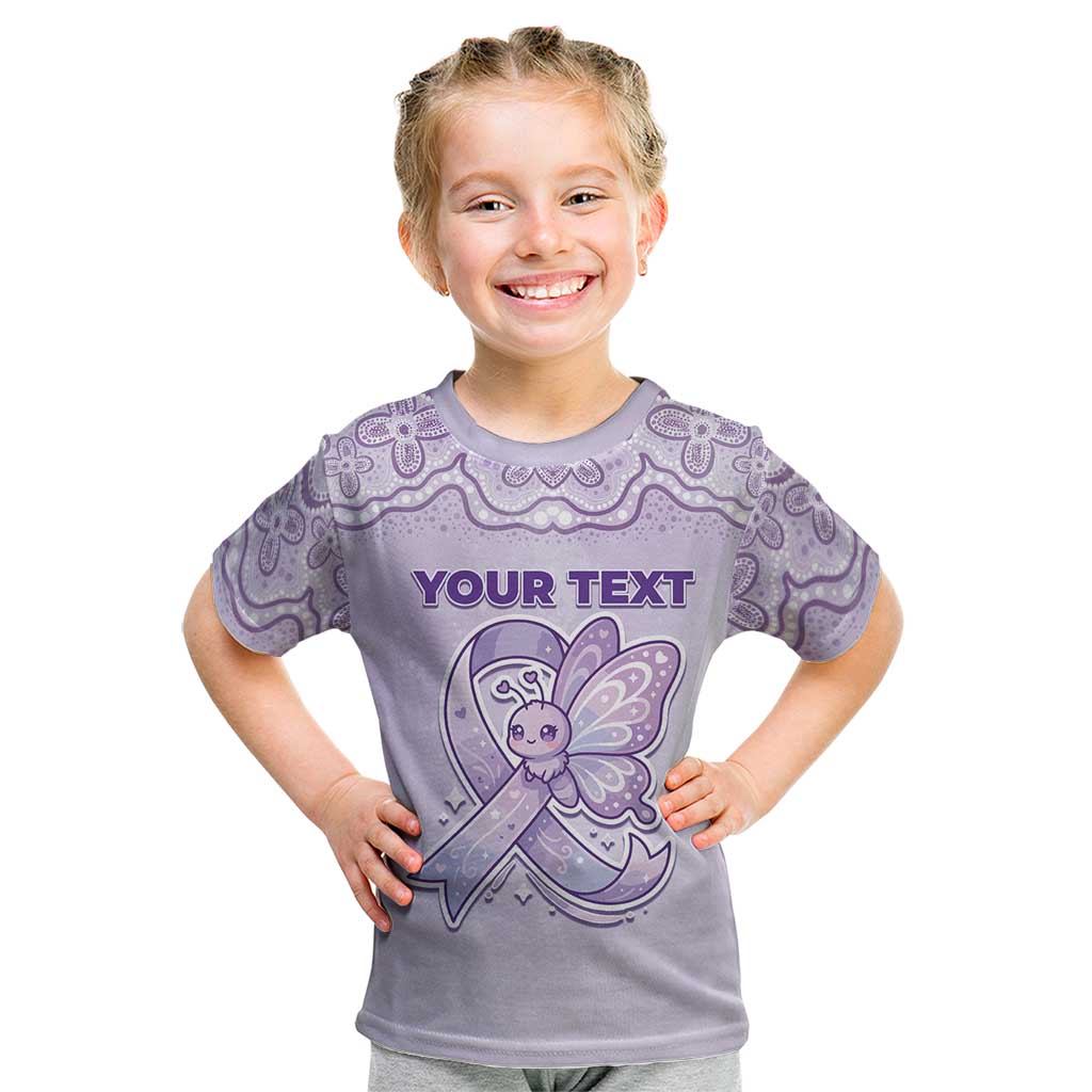 Personalised Epilepsy Awareness Alphabet Kid T Shirt Purple Ribbon Butterfly Cute Style