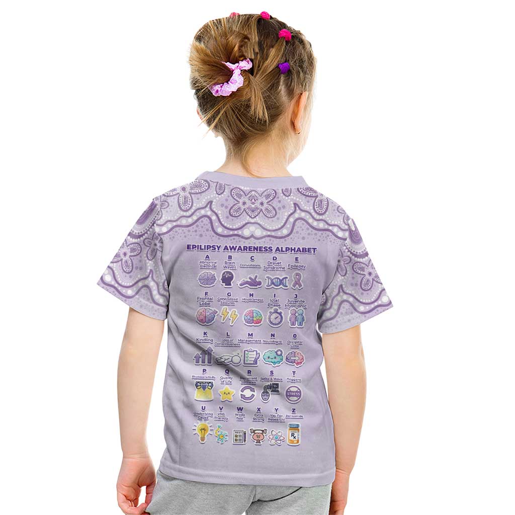 Personalised Epilepsy Awareness Alphabet Kid T Shirt Purple Ribbon Butterfly Cute Style