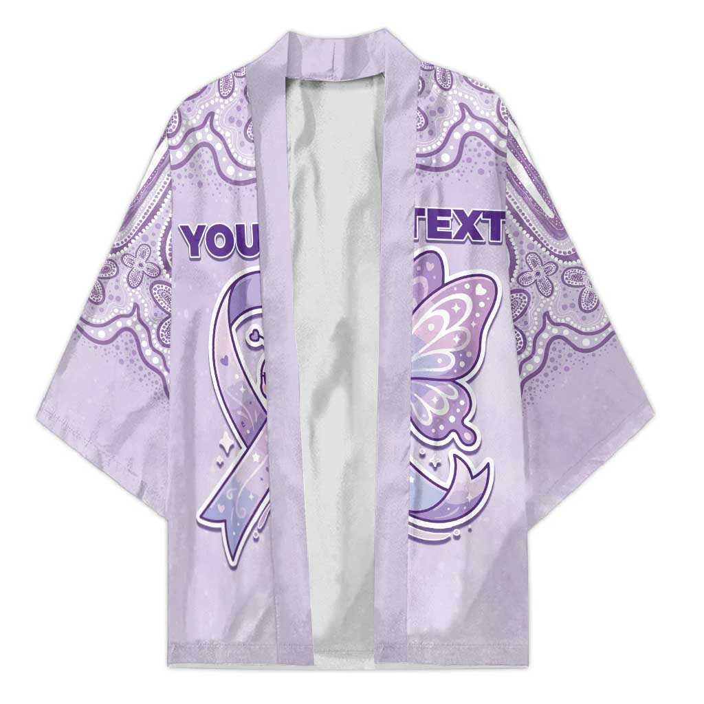 Personalised Epilepsy Awareness Alphabet Kimono Purple Ribbon Butterfly Cute Style