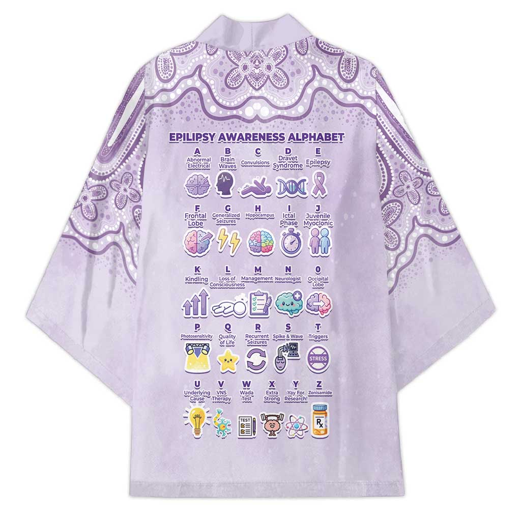 Personalised Epilepsy Awareness Alphabet Kimono Purple Ribbon Butterfly Cute Style