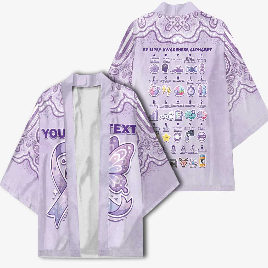 Personalised Epilepsy Awareness Alphabet Kimono Purple Ribbon Butterfly Cute Style